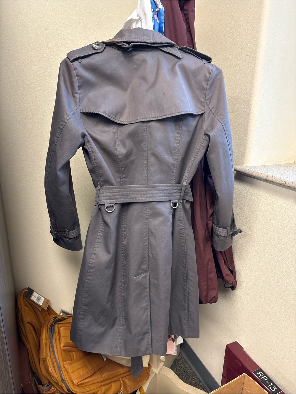Burberry Double-Breasted Grey Trench Coat with Belt - Picture 9 of 9